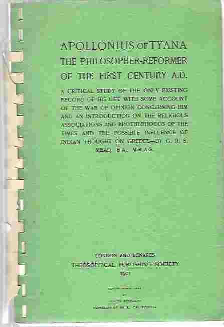 Image for Apollonius Of Tyana - The Philosopher - Reformer Of The First Century A.D.
