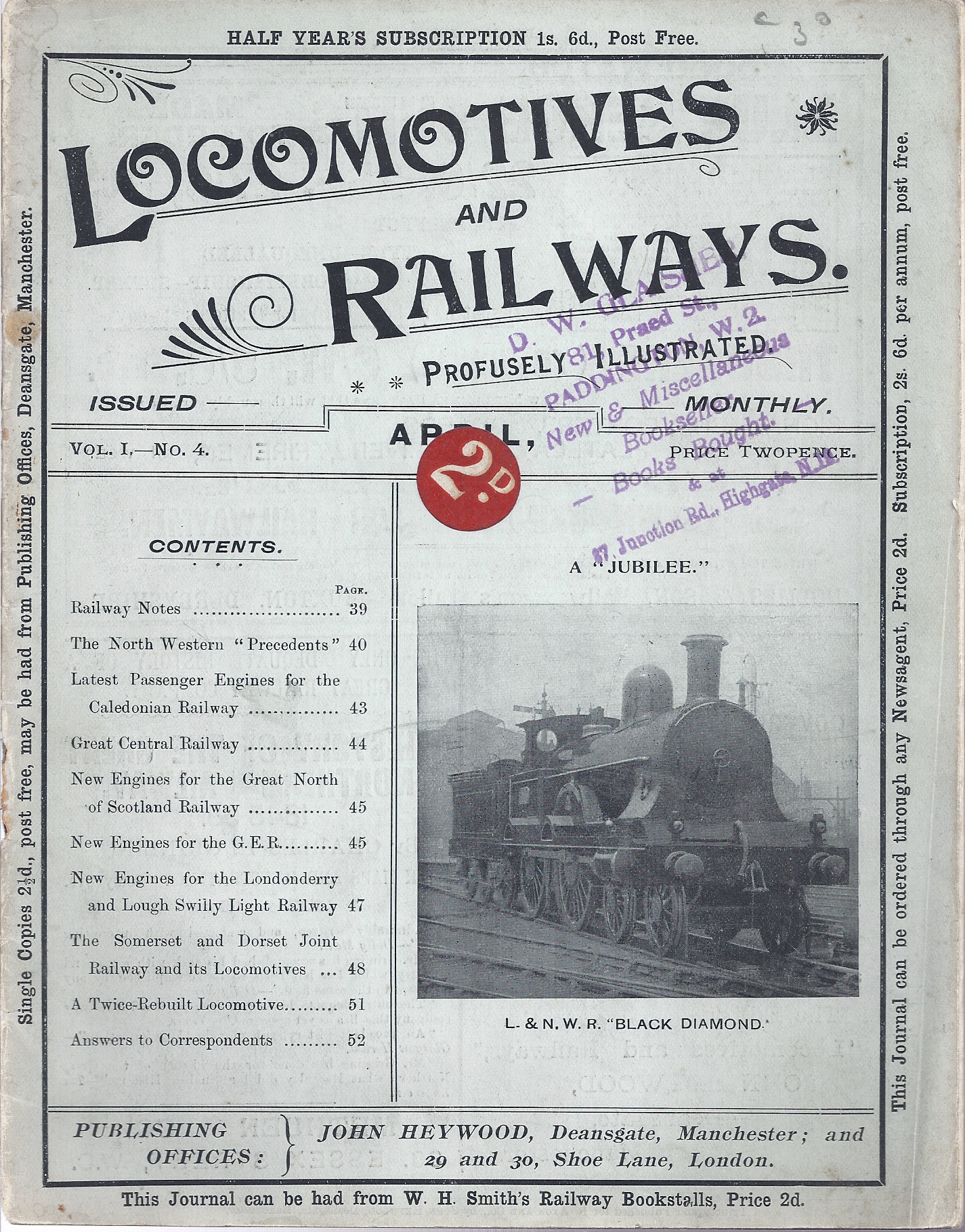 Image for Locomotives and Railways, vol I, no 4 - April 1900