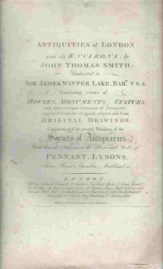 Image for Antiquities of London and it's Environs Containing Views of Houses, Monuments, Statues, and other Curious Remains of Antiquity; Engraved from the Original Subjects and From Original Drawings
