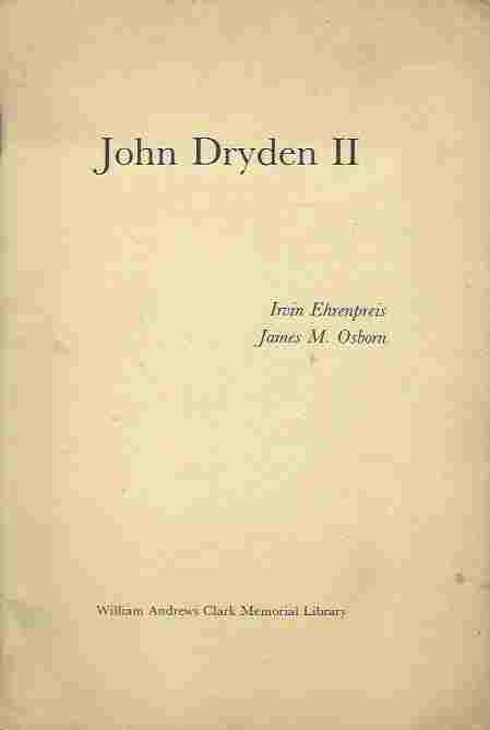 Image for John Dryden II Papers read at Clark Library seminars, February 1 and March 1, 1974