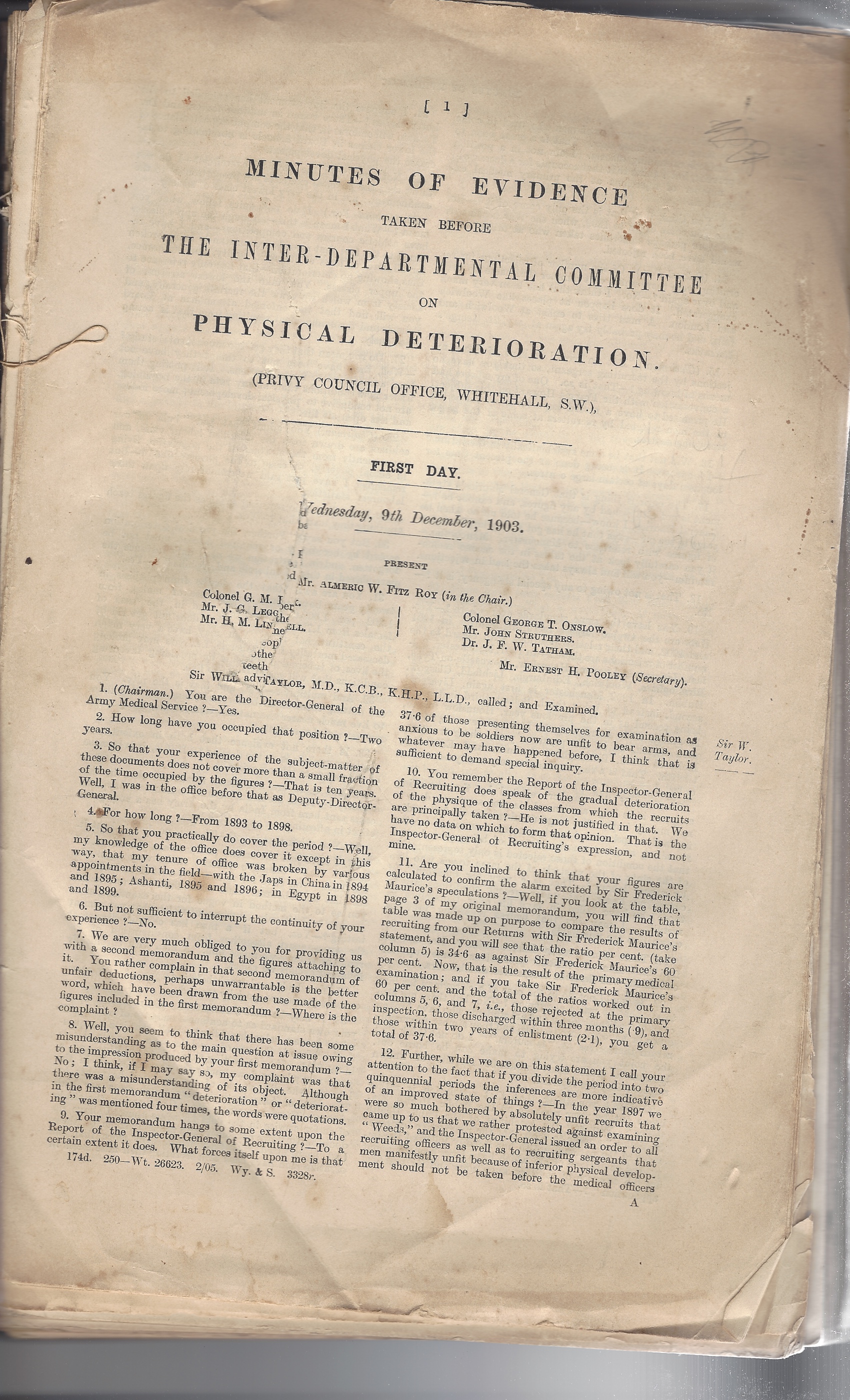 Image for Minutes of Evidence taken before the Inter-Departmental Committee on Phyical Deterioration. Vol II - List of Witnesses and Minutes of Evidence