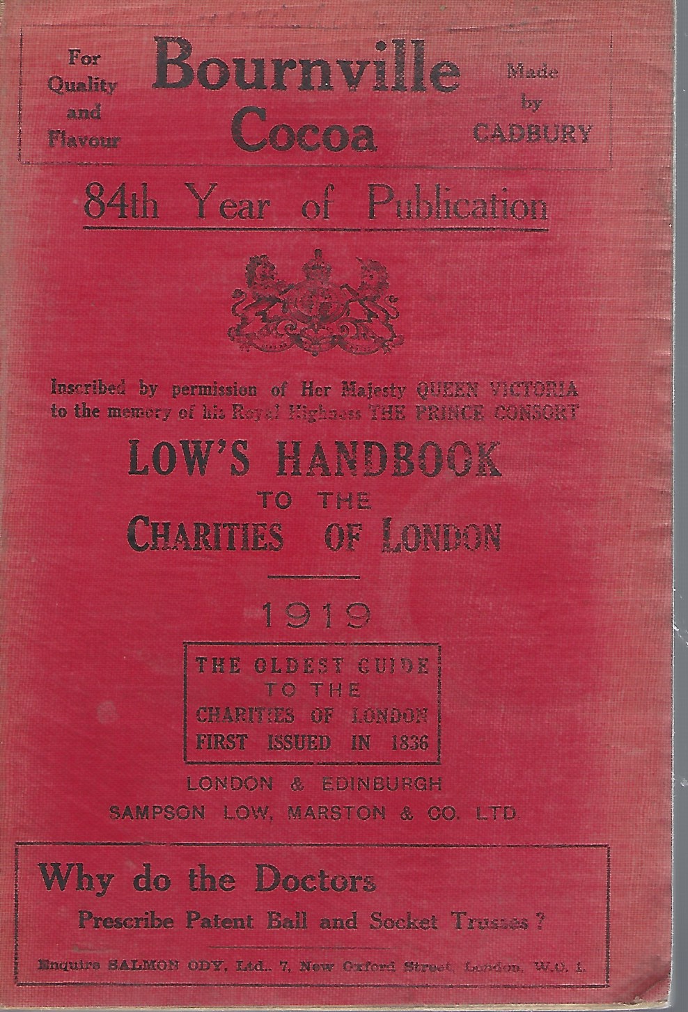 Image for Low's Handbook to the Charities of London, Giving the Object and Office of over 1200 Charitable Institutions