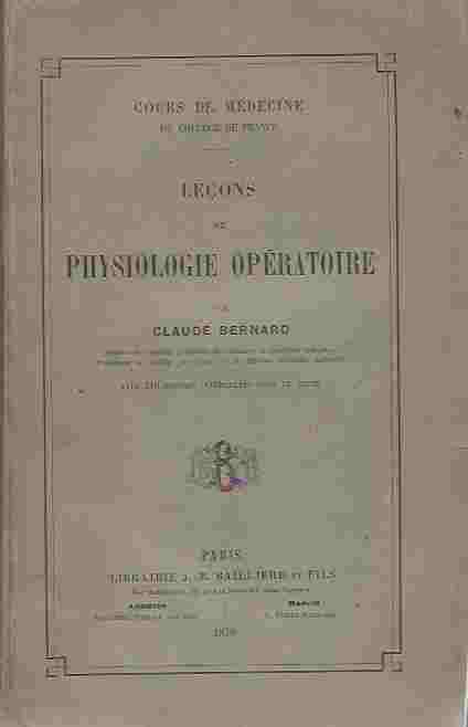 Image for Lecons de Physiologie Operatoire. Cours de Medecine du College de France