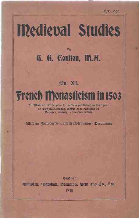 Image for Medieval Studies, No. XI: French Monasticism in 1503